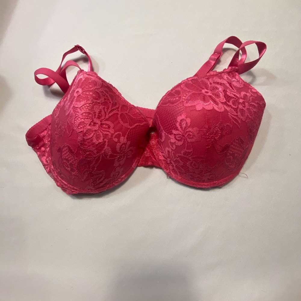 bebe Floral Lace Push-Up Bra - Vibrant Pink